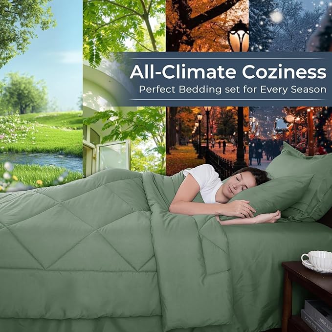 HEVUMYI Sage Green Twin Comforter Set - Image 3