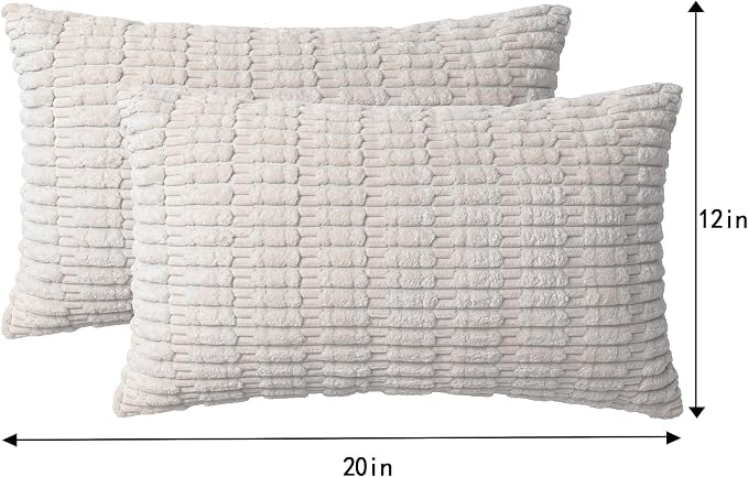 Aegero Pack of 2 Corduroy Decorative Throw Pillow Covers 12x20 InchSoft Boho - Image 7