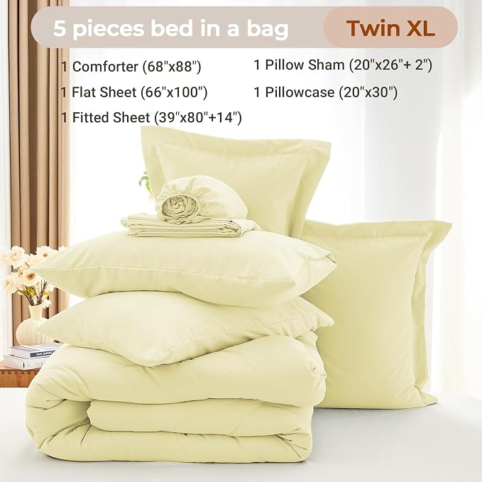 MUXHOMO 5 Pieces Twin XL Comforter Set, Soft Bed in a Bag Twin XL Size - Image 4
