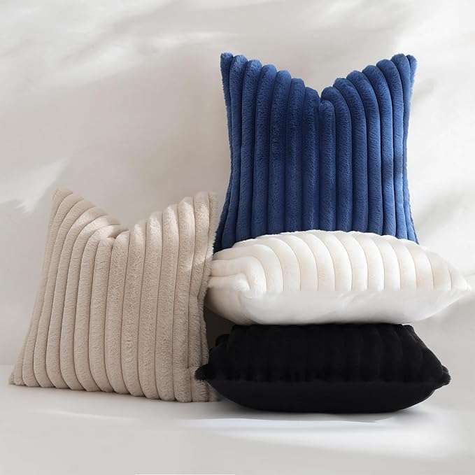 decorUhome Cozy Faux Fur Throw Pillow Covers 12x12 Set of 2 Decorative Soft - Image 5