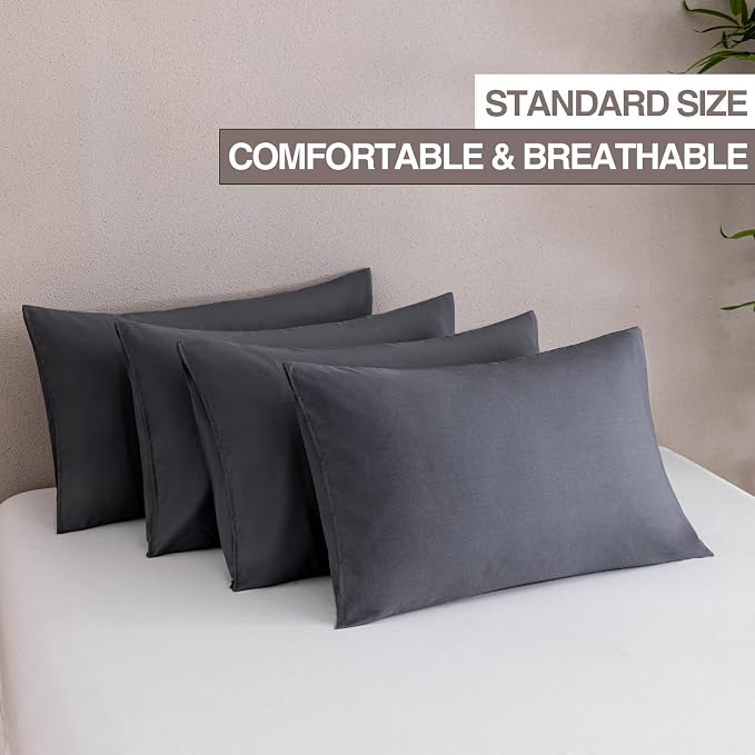 MINIPANDA Dark Gray Pillow Cases Standard Size Set of 4 - Image 2