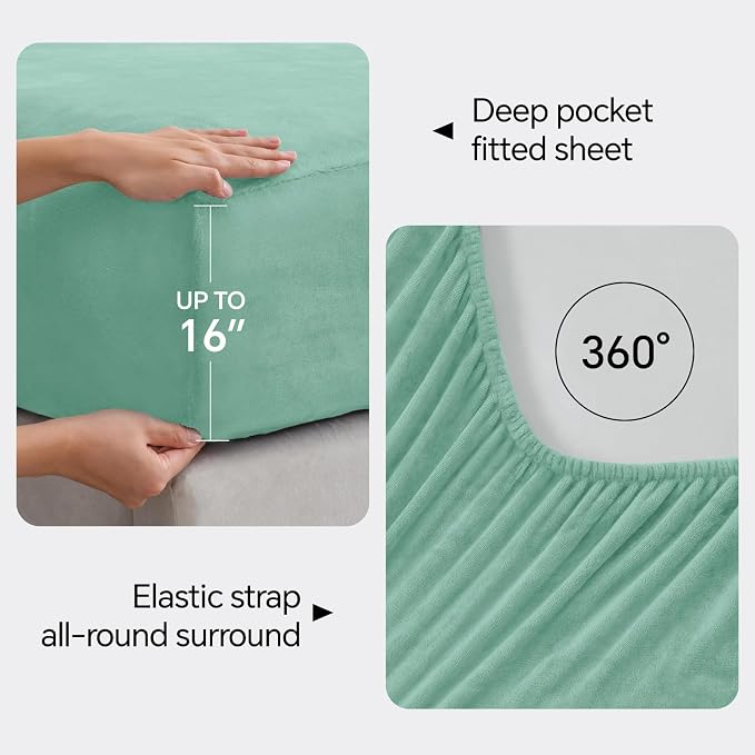 BEDELITE Flannel Sheets Twin Size Haze Blue - Image 4