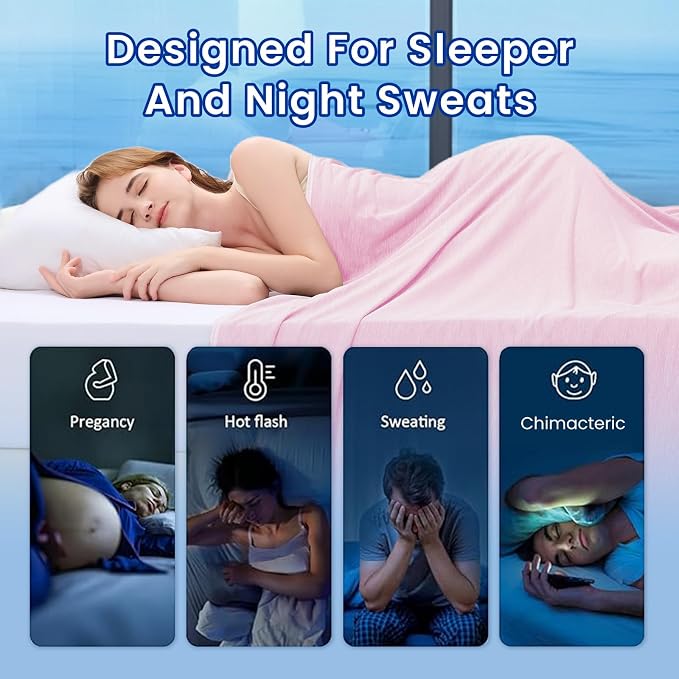 Topcee Cooling Blanket for Night Sweats Absorbs Heat to Keep Adults Cool on - Image 4