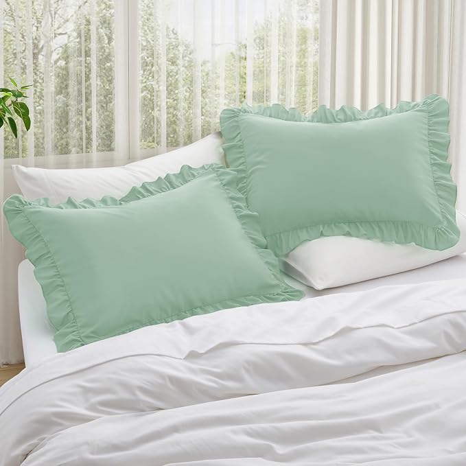 KKJIAF Ruffle Pillow Cases Standard Size Set of 2, Ruffled Pillow Covers - Image 2