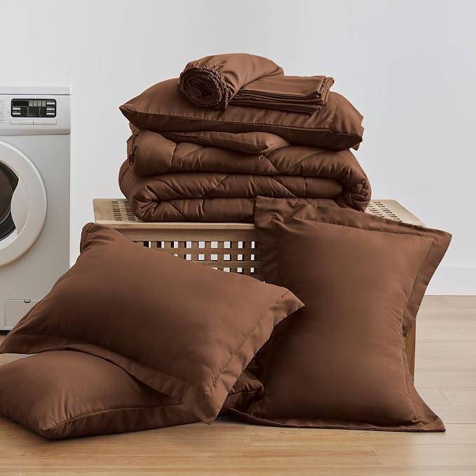 Love's cabin Full Comforter Set Brown, 7 Pieces Full Bed in a Bag, All Season - Image 9