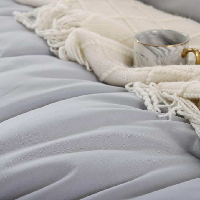 ROSGONIA Oversized King Comforter Light Gray, Soft Lightweight Oversized King - Image 5