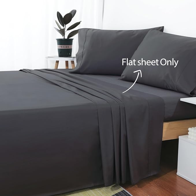 Cotton Cal King Flat Sheet Only, 600 Thread Count 100% Egyptian Cotton Top - Image 2