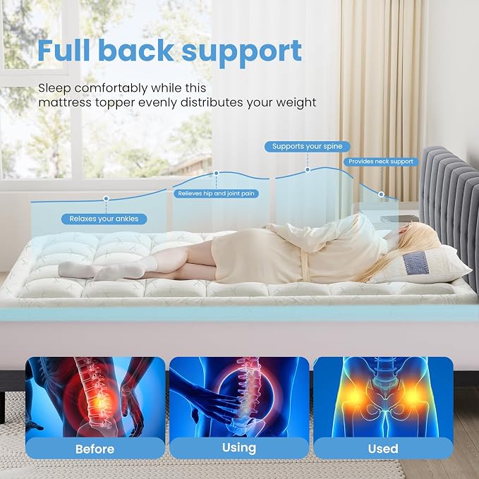 DUMOS Dual Layer Mattress Topper King Size, 2 Inch Gel Memory Foam + 1 Inch - Image 3