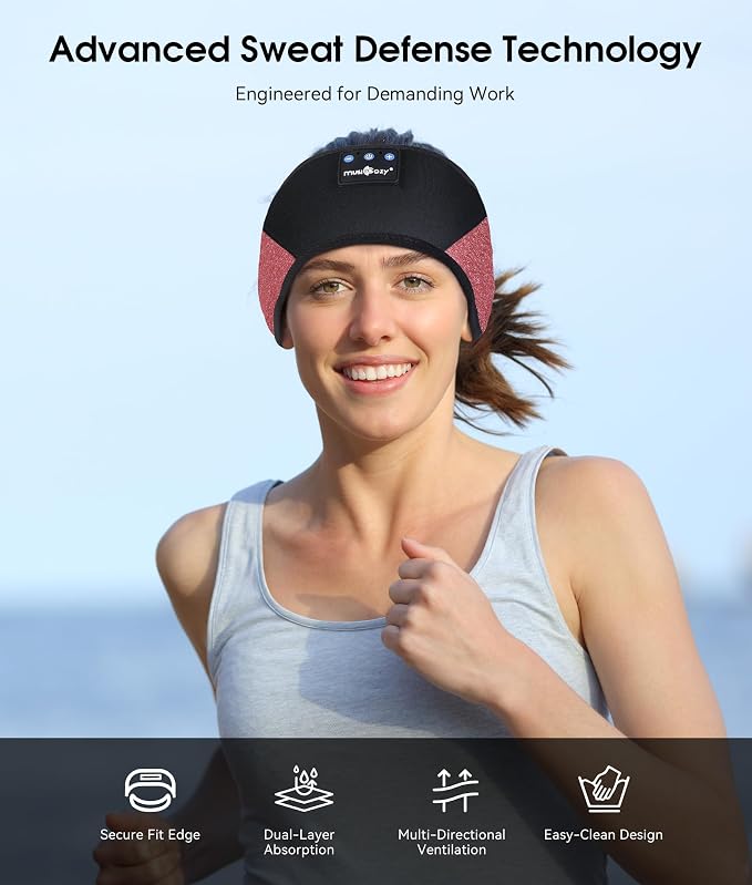 MUSICOZY Sleep Headphones Bluetooth 5.4 Headband, Wireless Earphones Music - Image 3