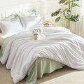 Litanika White Comforter Full Size Set, 3 Pieces Lightweight Solid Bedding by Litanika