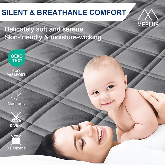 MEELUS Full Mattress Protector, Breathable Waterproof Mattress Pad Cover Fitted - Image 4