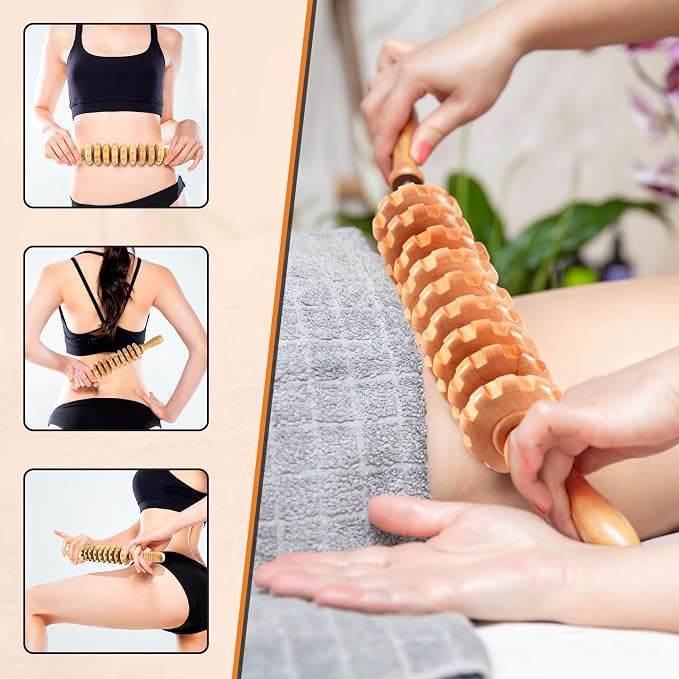 KintKita 3 in 1 Wood Therapy Massage Tool, Wooden Lymphatic Drainage Massager - Image 2