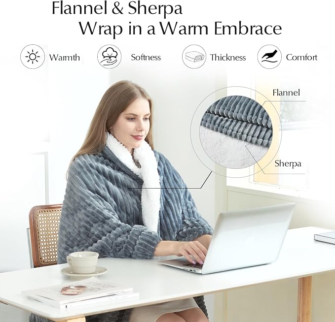 SNUGSUN Heated Blanket Throw Size, Soft and Cozy Electric Heating Blanket - Image 3