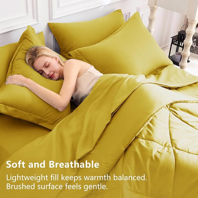 CozyLux Full Size Comforter Sets Mustard Yellow - Image 3