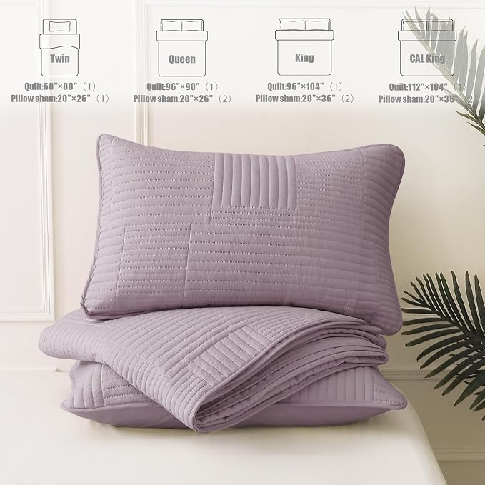 Whale Flotilla Ultra Soft Twin Quilt Bedding Set, Lightweight Microfiber Lilac - Image 7