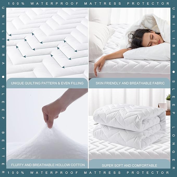 Twin Size Waterproof Mattress Protector Quilted, Breathable Ultra-Soft Filling - Image 4