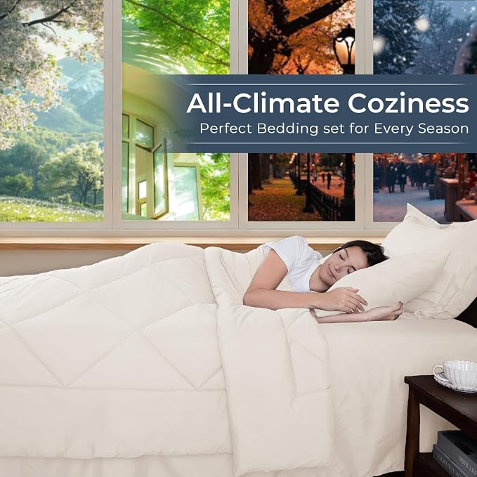 HEVUMYI Ivory Twin-XL Comforter Set - Image 3