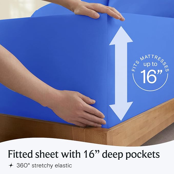 LuxClub 5 PC Sheet Set Bed Sheets Deep Pockets 16" Eco Friendly Wrinkle Free - Image 6
