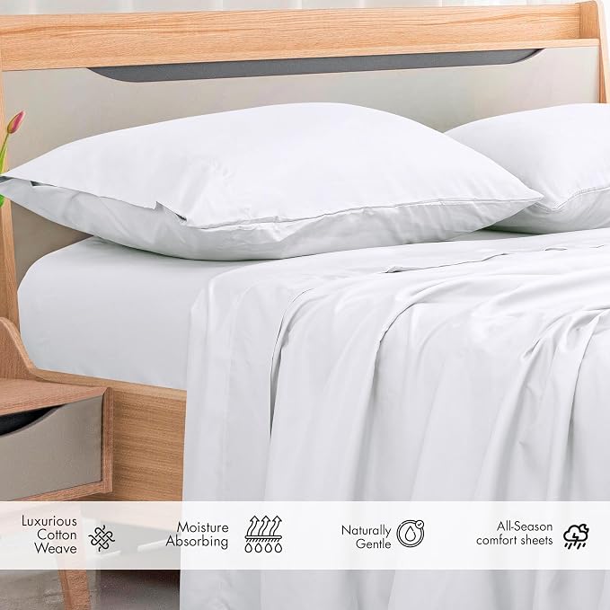 Royale Linens 300 Thread Count 100% Long Staple Combed Cotton Flat Sheet - Image 3