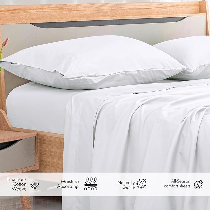 Royale Linens 300 Thread Count 100% Long Staple Combed Cotton Flat Sheet - Image 3