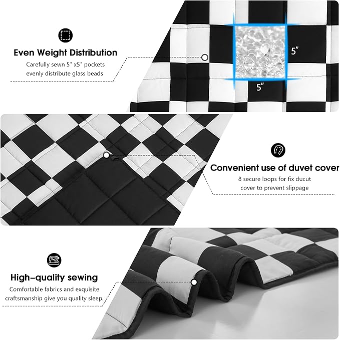 Black Checkered Weighted Blanket - Image 4