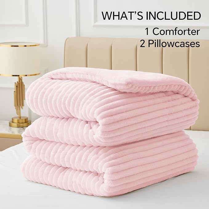 BEDELITE Fleece Queen Comforter Set -Super Soft & Warm Fluffy Cherry Blossom - Image 6