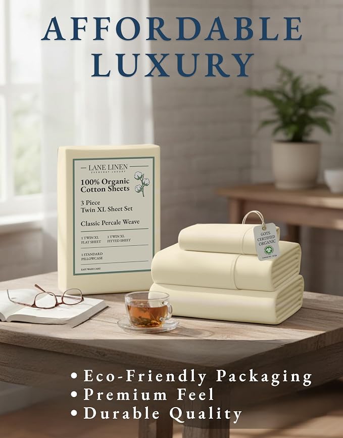 LANE LINEN 100% Organic Cotton Twin XL Sheets Set, 3-Piece Pure Organic Cotton - Image 8
