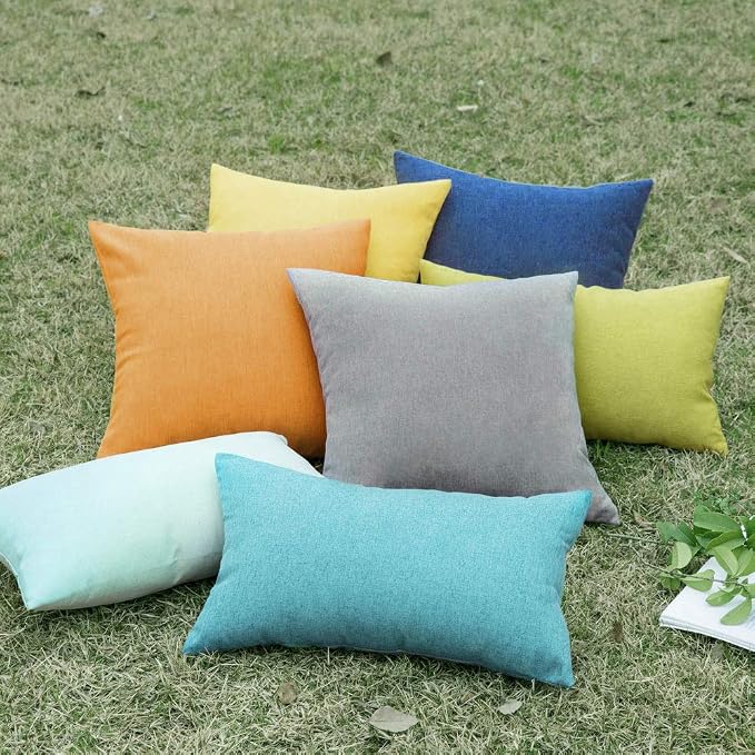 MIULEE Pack of 2 Decorative Outdoor Solid Waterproof Throw Pillow Covers Faux - Image 5