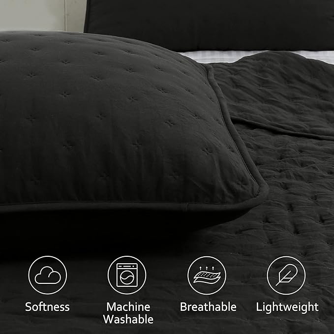 ROARINGWILD Black Queen Size Quilt Bedding Sets - Image 3
