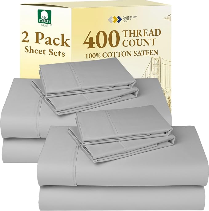 California Design Den 2-Pack Full Size Sheet Sets 400 Thread Count 100% Cotton by CaliforniaDesignDen