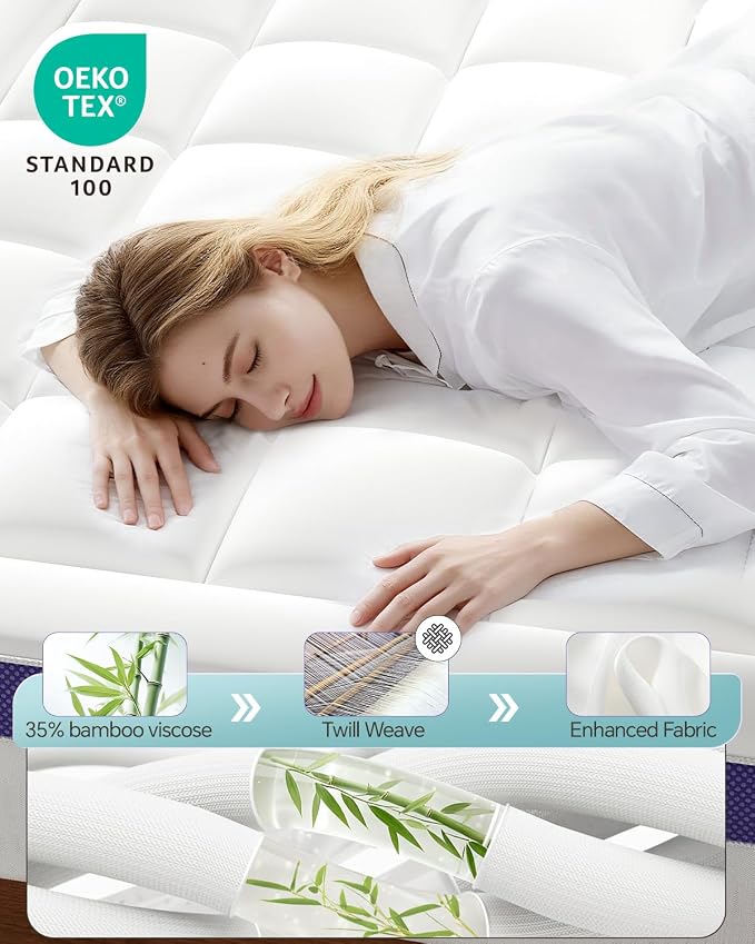 ChiXpace Dual Layer 4 Inch Memory Foam Mattress Topper Queen - Image 2