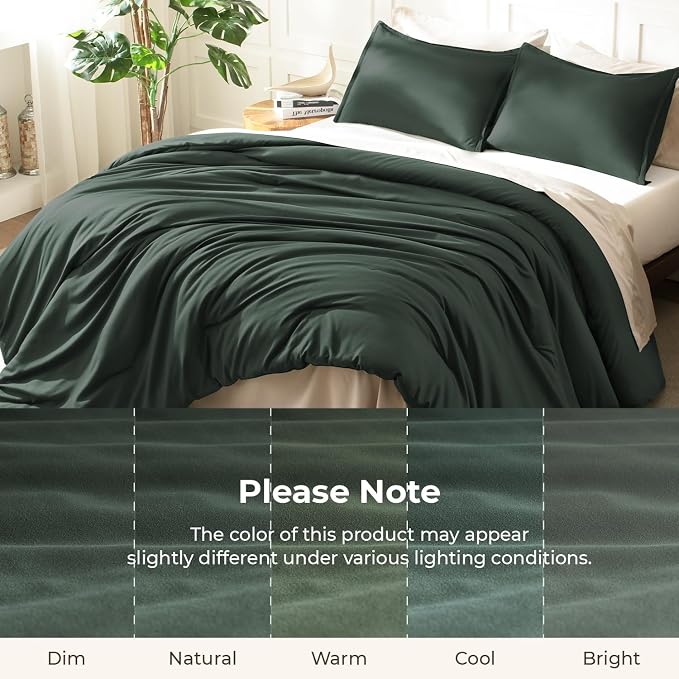 Litanika Forest Green Comforter King Size, 3 Pieces Lightweight Solid Bedding - Image 8