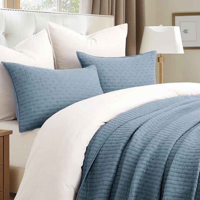 EVERGRACE x Kinsey Walsh Cross Stitch Pre-Washed Cotton Quilt Bedding Set King - Image 2