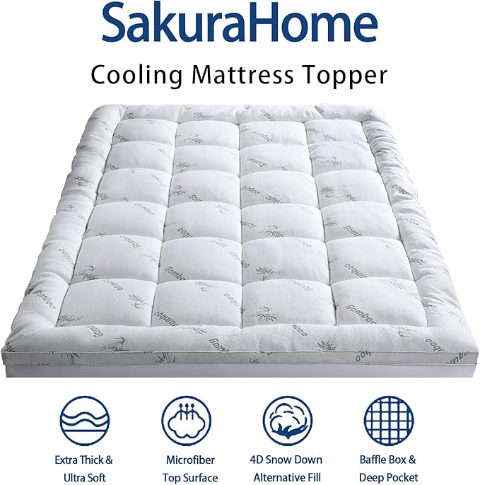 Mattress Topper California King Size, Cooling Extra Thick Breathable Viscose - Image 2