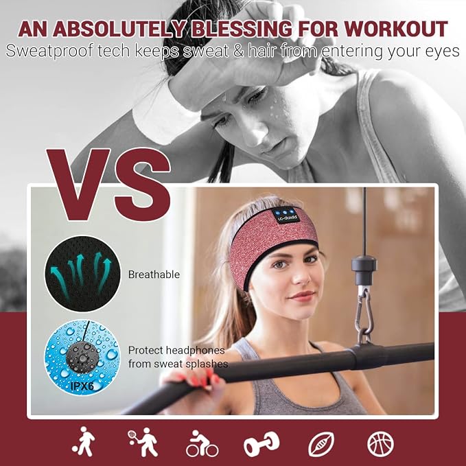 LC-dolida Sleep Headphones Bluetooth Headband Sleeping Wireless Headband - Image 5