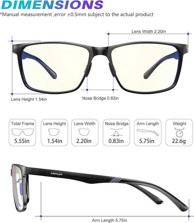 ANYLUV Blue Light Glasses Men, Relieve Eyestrain and Eye Protection, Al-Mg - Image 4