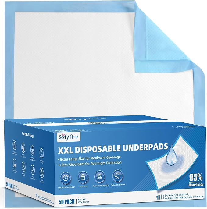 SOFYFINE 50 Count Extra Large Chucks 36"x36" Thicken Elderly Adults by SOFYFINE
