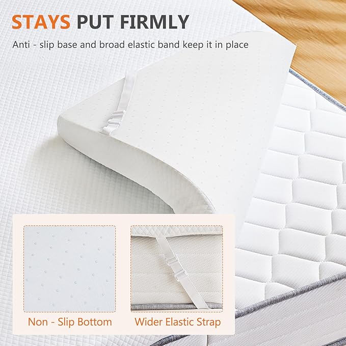 DUMOS 3 Inch Gel Memory Foam Mattress Topper Queen Size, Cooling Breathable - Image 4