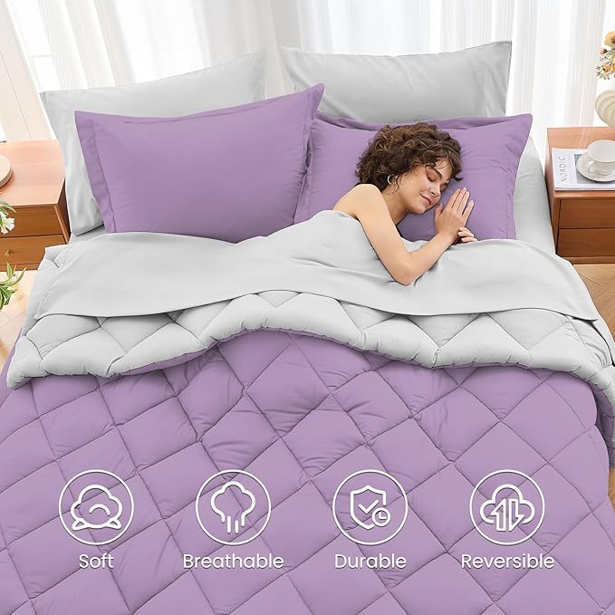 MUXHOMO 7 Pieces Full Comforter Set, Reversible Bed in a Bag Full Size - Image 6