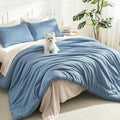 Litanika Oversized King Comforter Set Grayish Blue Super King Size, 3 Pieces by Litanika