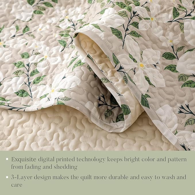 Whale Flotilla Reversible Printed Quilt King Size, Extra Soft Boho Floral Leaf - Image 6