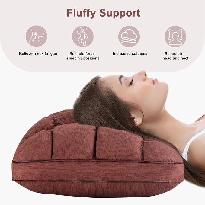 YOUR MOON Fluffy Support Bed Pillow Queen Size, Super Soft Premium Down - Image 4