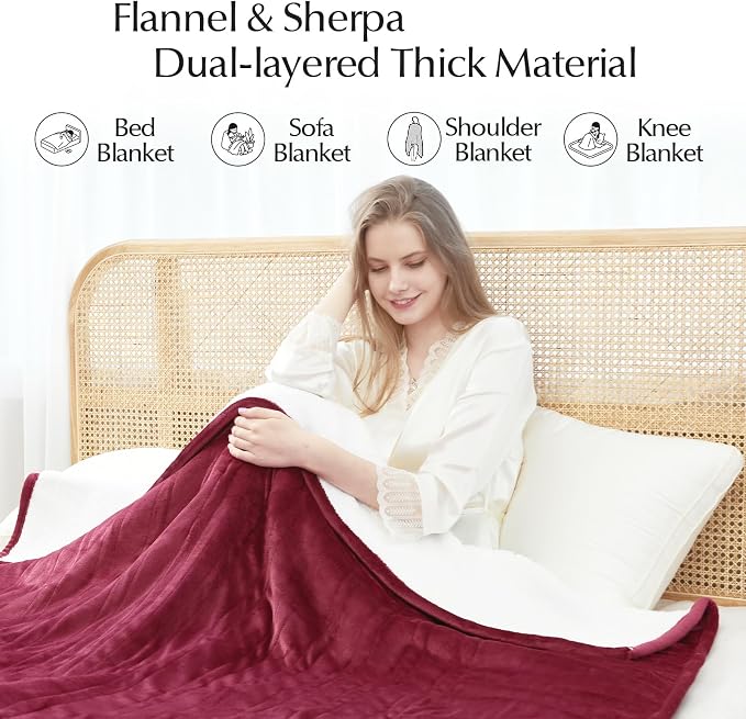SNUGSUN Electric Heated Blanket Twin Size, Soft and Cozy Thickened Flannel and - Image 5
