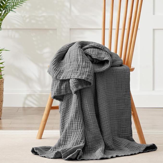 100% Cotton Muslin Blanket Large 50" x 70", Breathable and Lightweight Cotton - Image 2