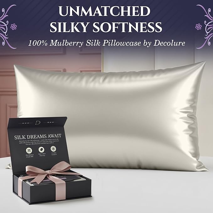 DECOLURE 100% Pure Mulberry Silk Pillow Case King Size – Highest Grade 30 Momme - Image 2