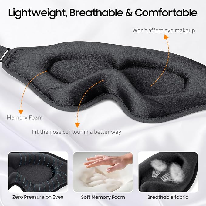 BeHoomi Sleep Mask, 2 Packs Premium Eye Mask - Image 4