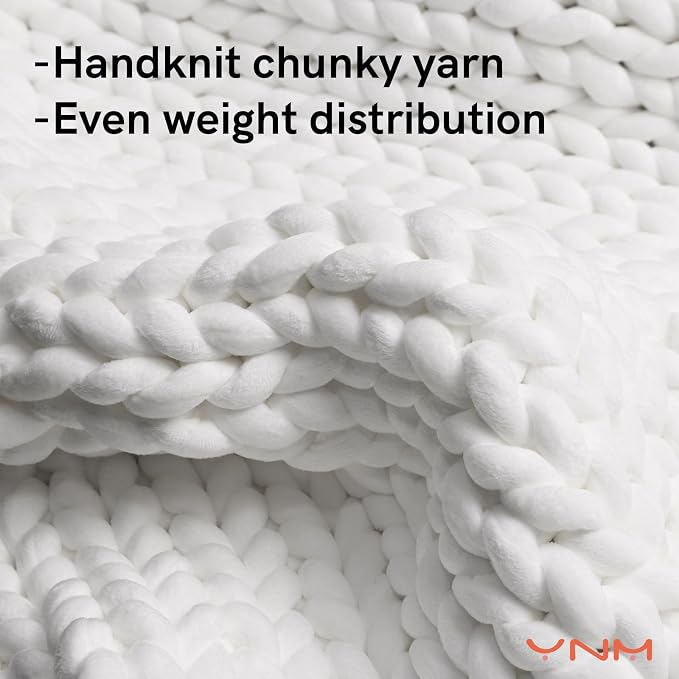 YnM Velvet Weighted Blanket, Handmade Chunky Knitted Design, Soft and Cozy - Image 2