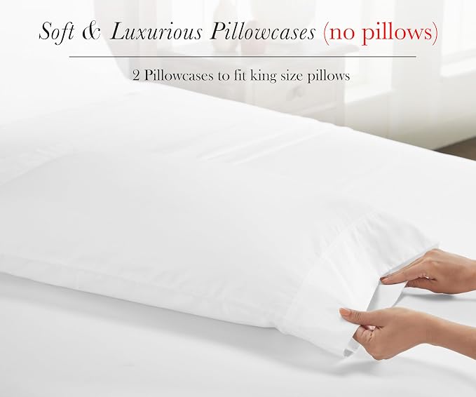 California Design Den 100% Egyptian Cotton Pillowcases King Set of 2, Sateen - Image 4