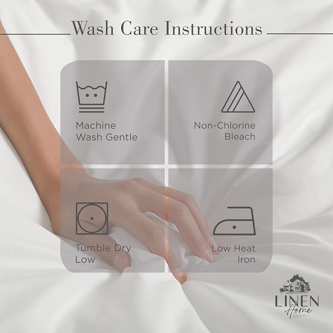 Linen Home 100% Cotton Percale Sheets King Size, Deep Pocket, 4 Pieces Set - Image 5