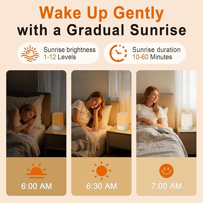 10-60 Mins Simulate Sunrise Alarm Clock: Gentle Wake Up Light Adjustable - Image 2